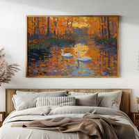 Swans Beneath the Amber Canopy