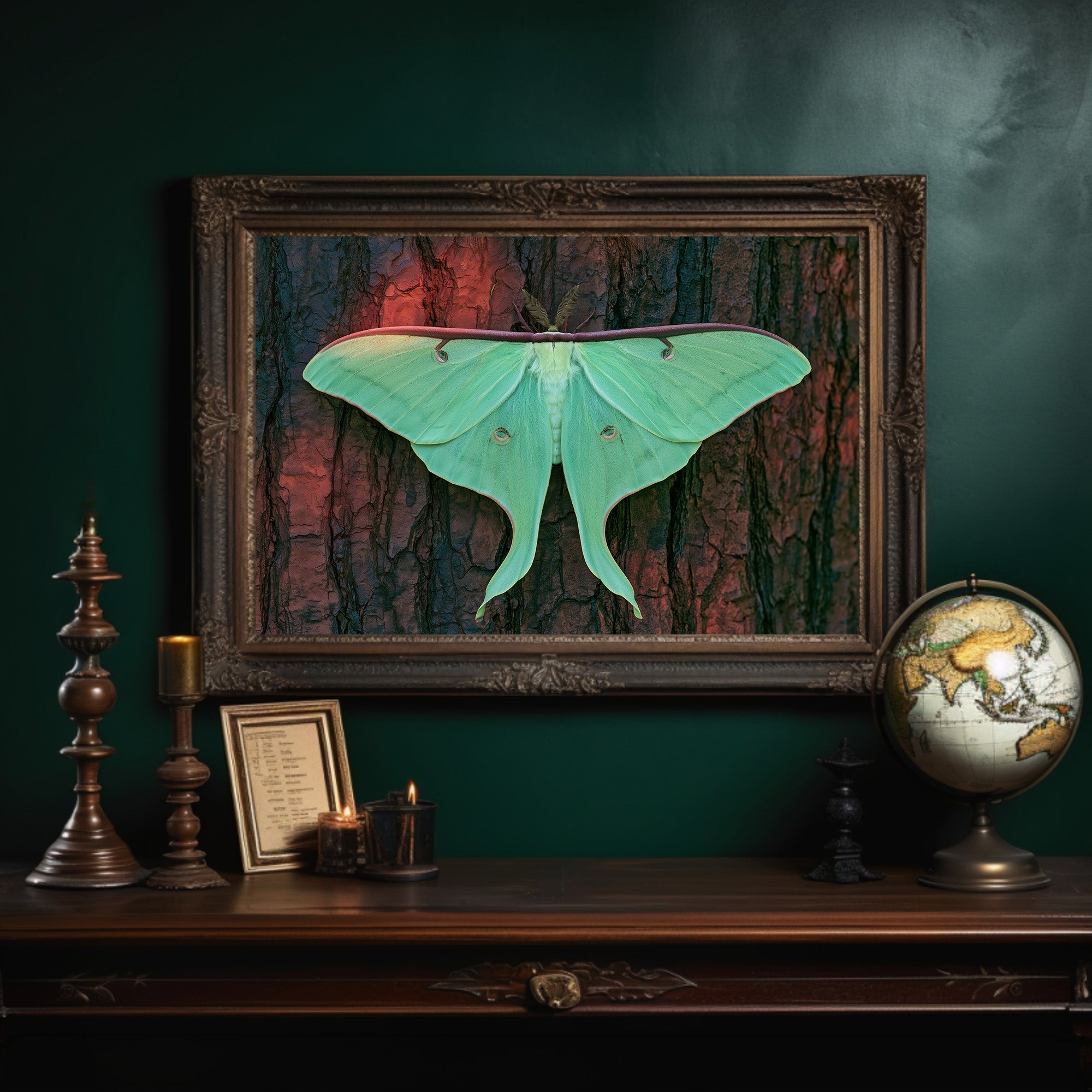 Luna Moth on Old Bark