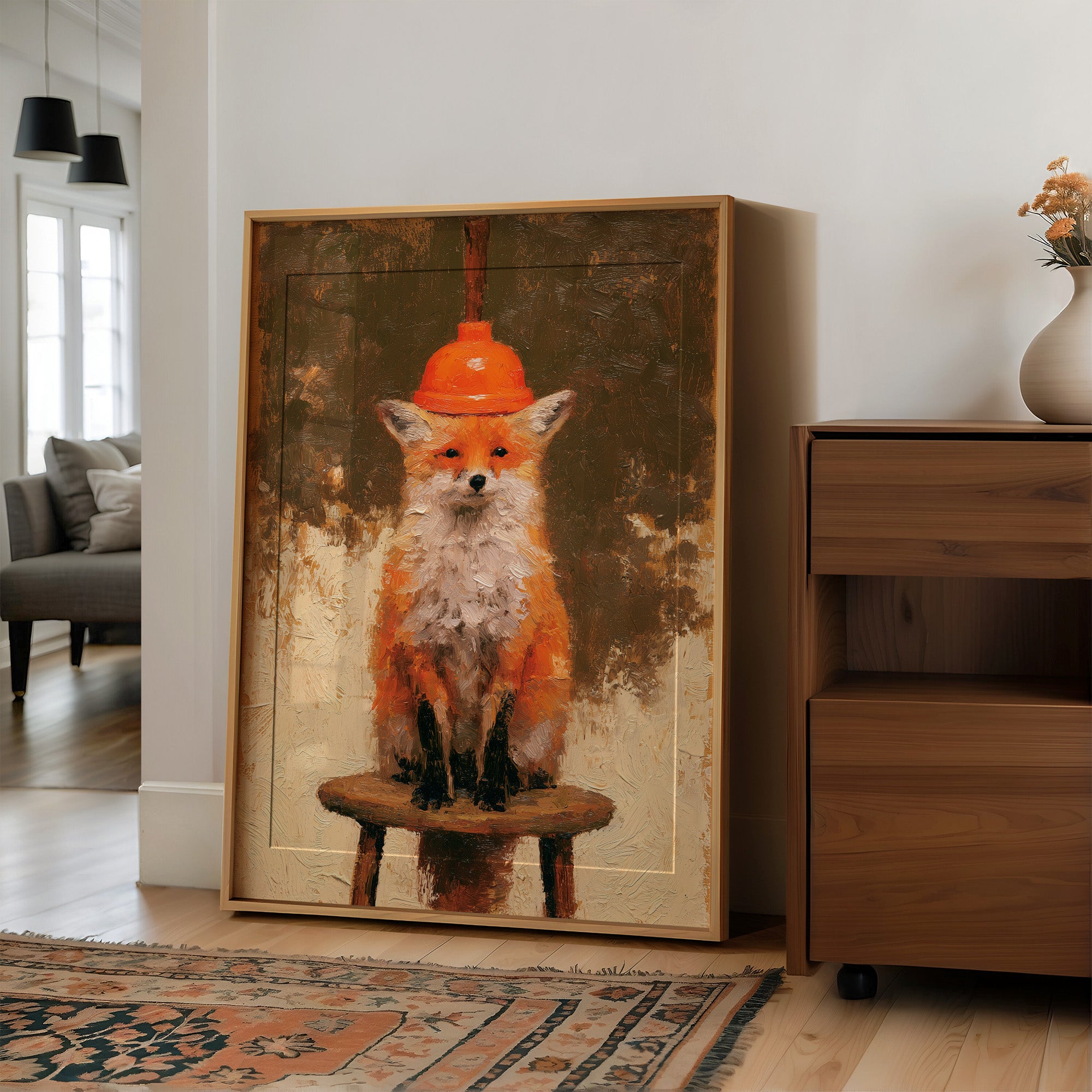 Fox With A Plunger Hat
