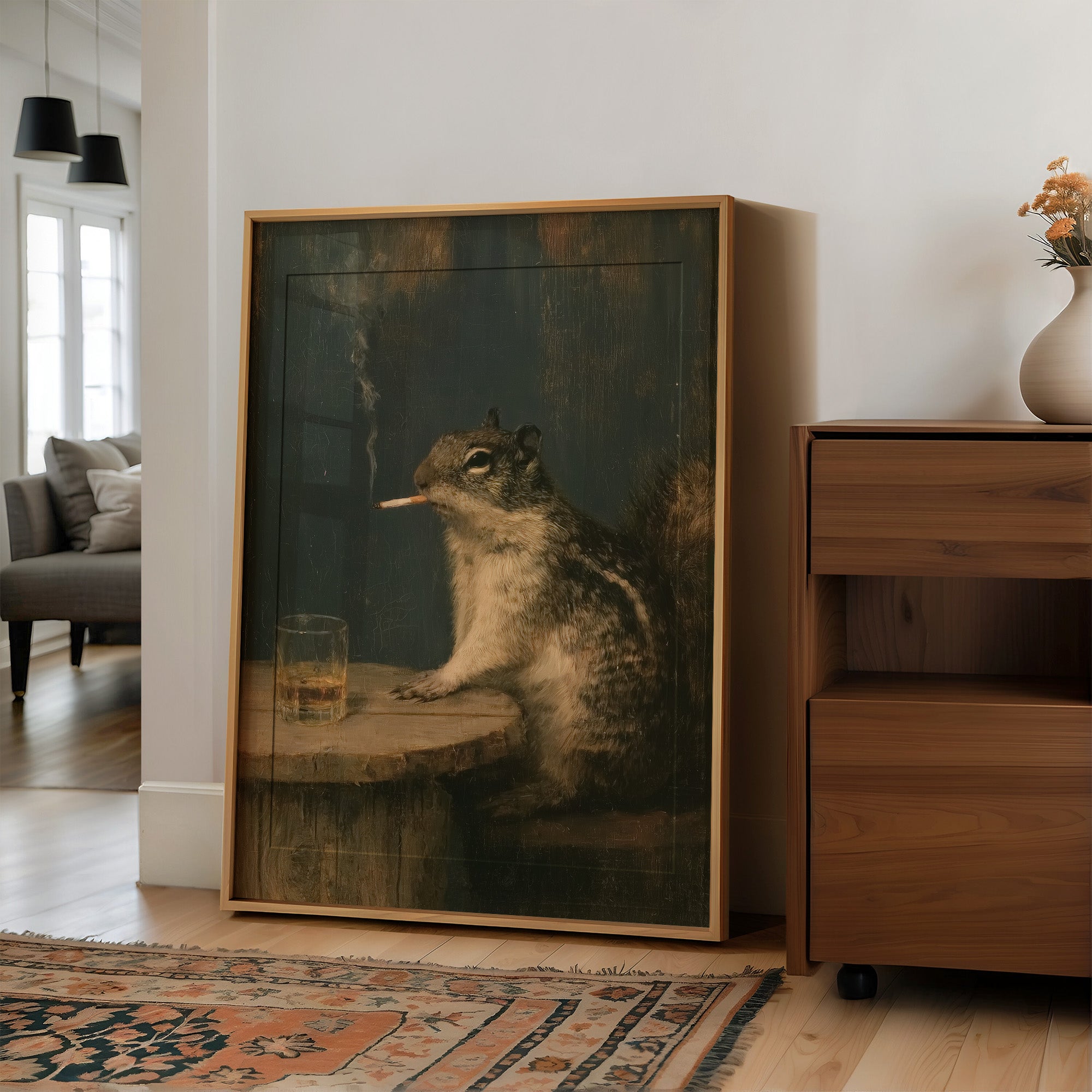 Hard Day at the Acorn Factory: Smoking Squirrel Art