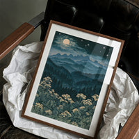 Moonlit Mountains Meet Wildflowers