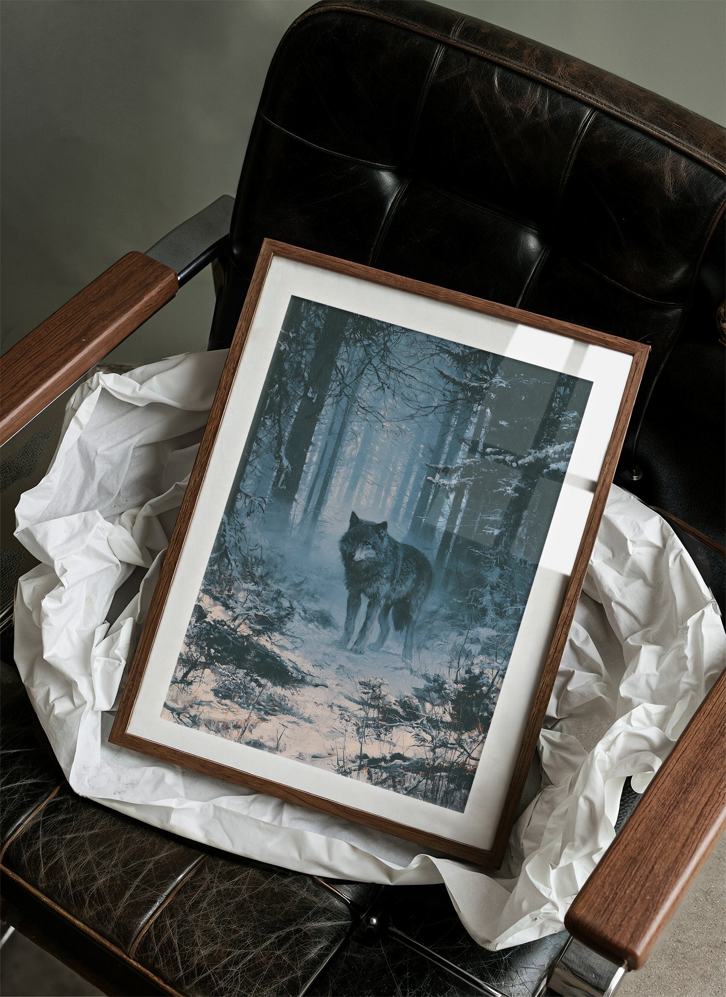 Wolf's Gaze Through Winter Woods