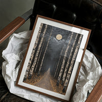 Birch Avenue Under Golden Moon