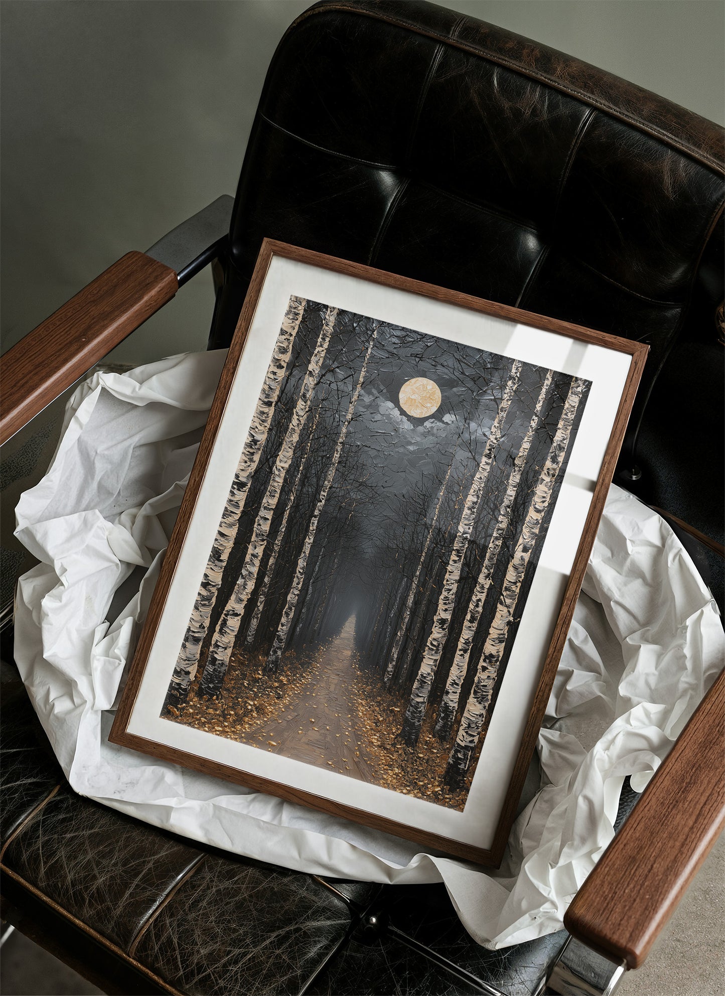 Birch Avenue Under Golden Moon