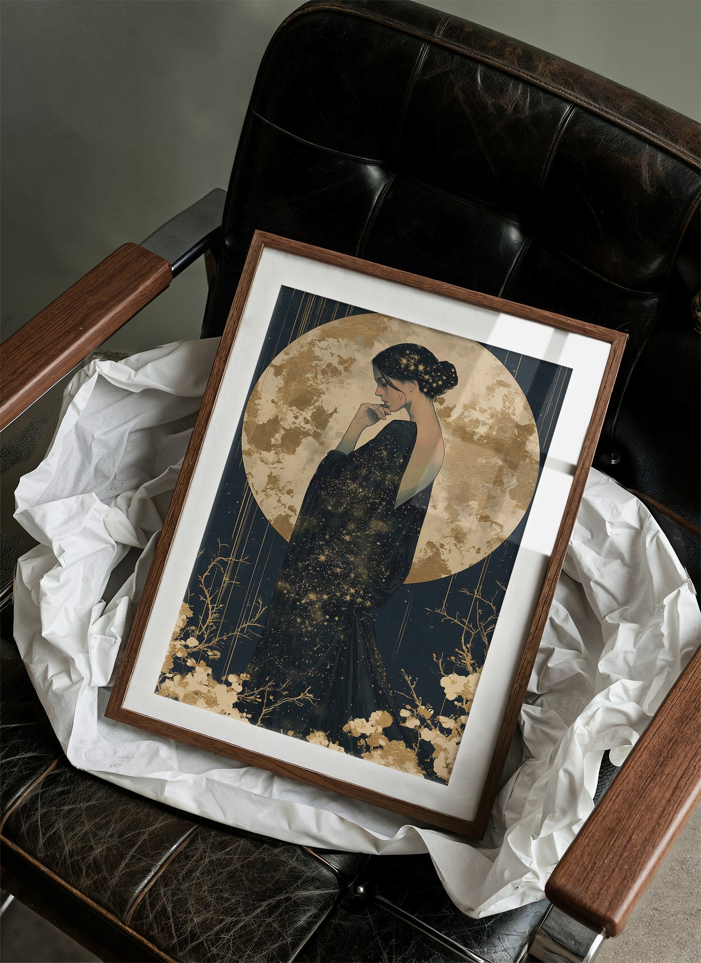 Woman Cloaked In Starlight Gown