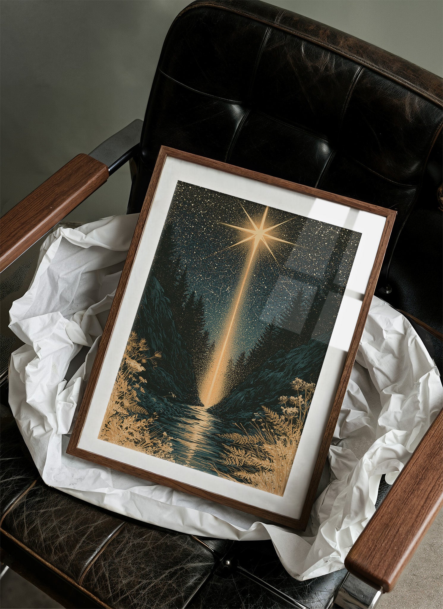Guiding Star Over Forest Stream