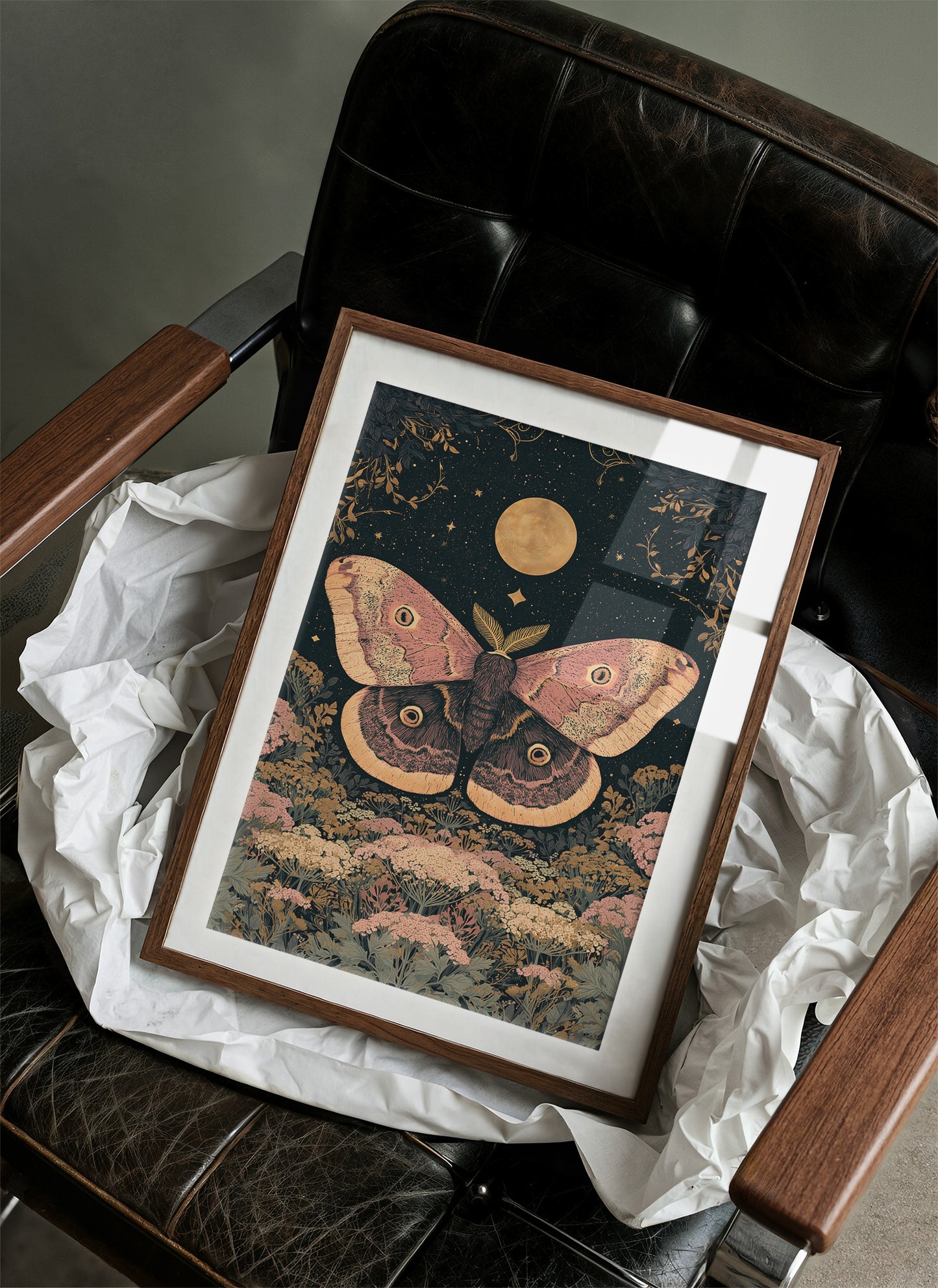 Moon Moth Among Wildflowers