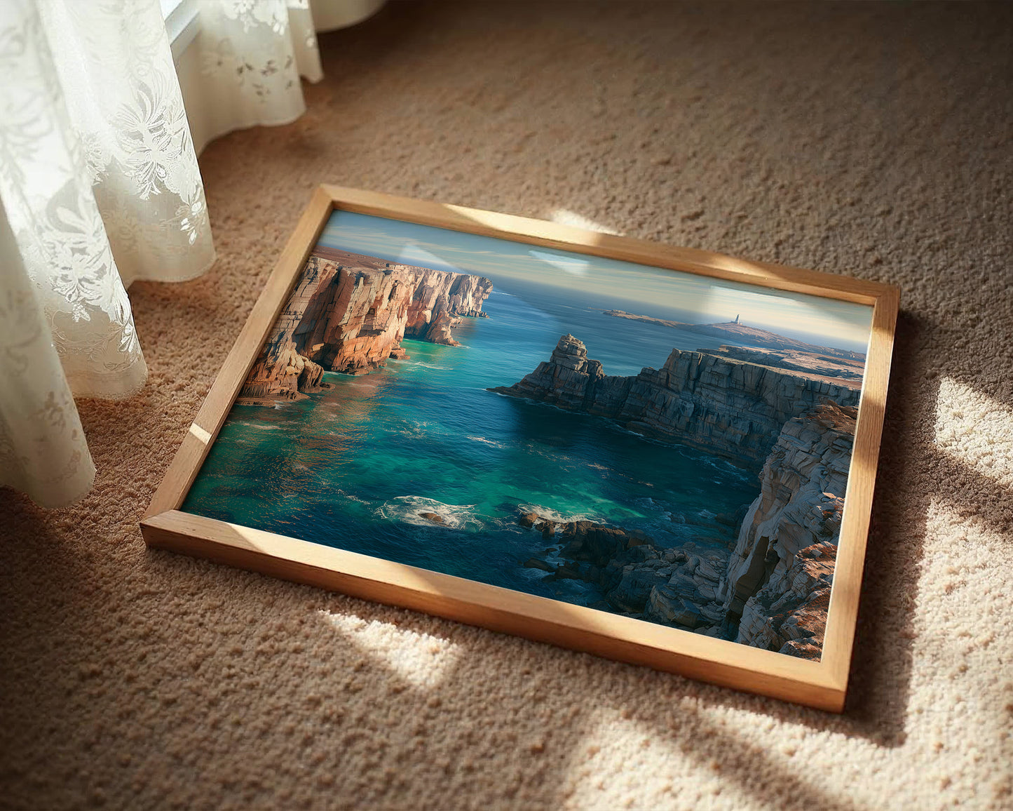 Sea Cliffs, Distant Lighthouse