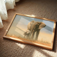 Elephant Mother, Dust and Calf