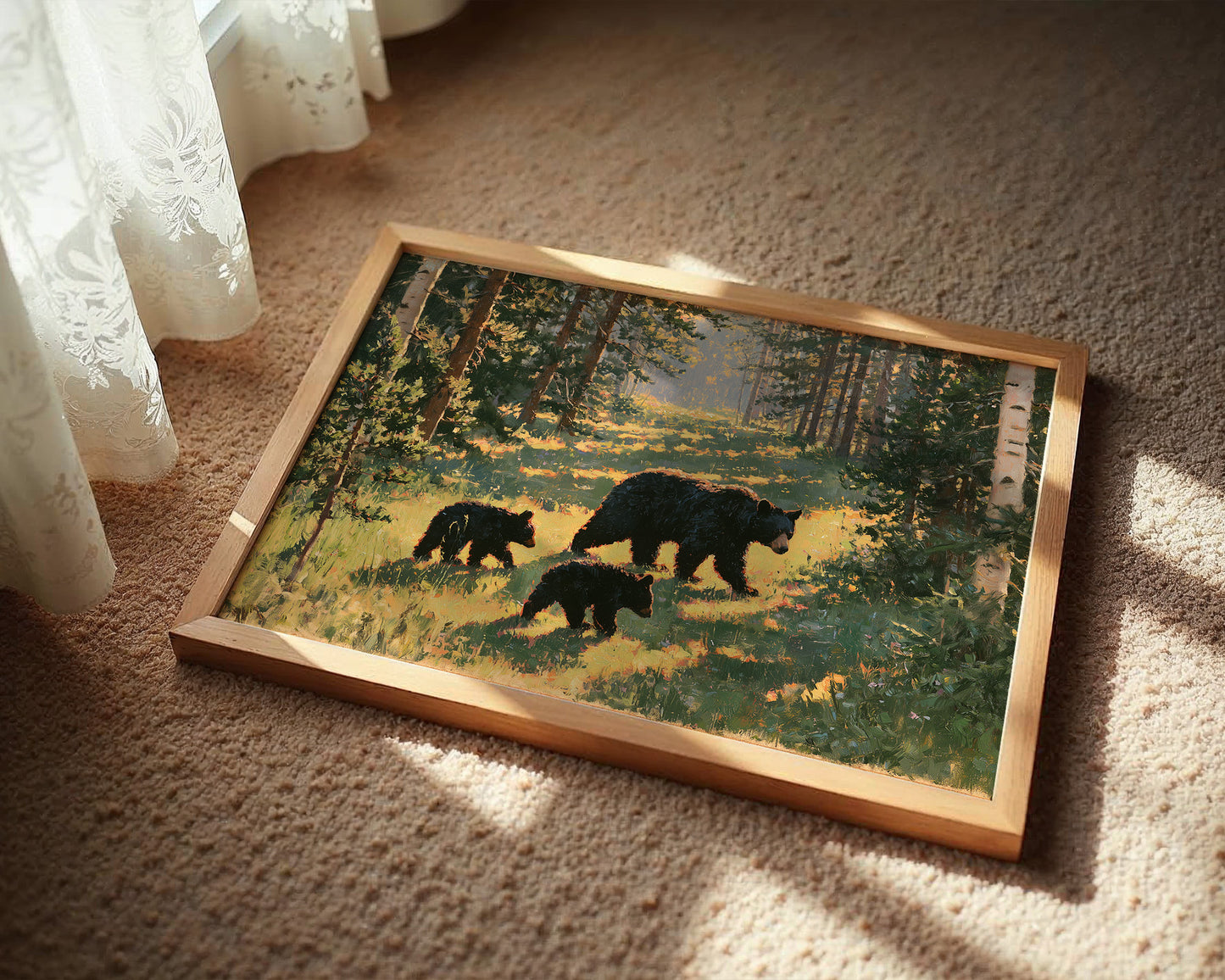 Black Bear Family, Dappled Trail
