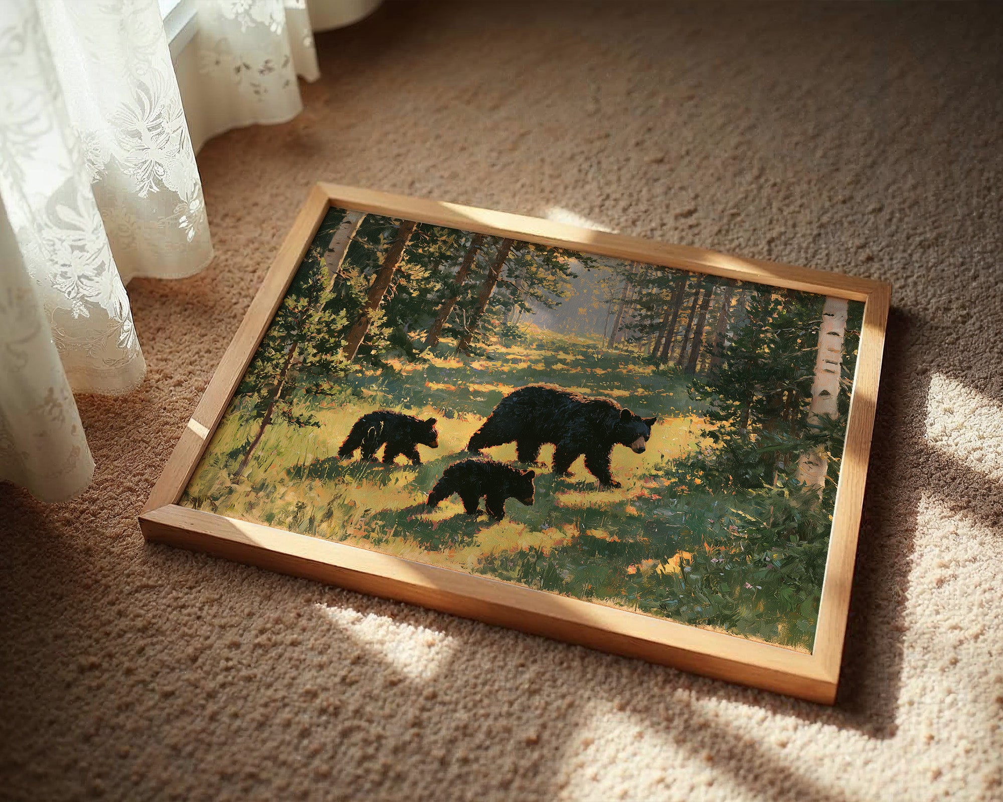Black Bear Family, Dappled Trail