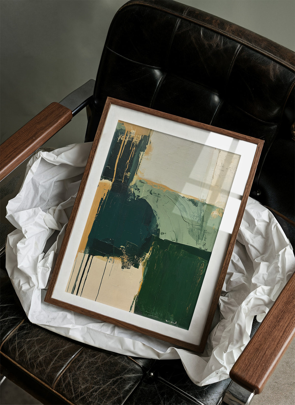Forest Green Abstract Drip Study