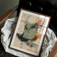 Sage Rust Gestural Scribble Art