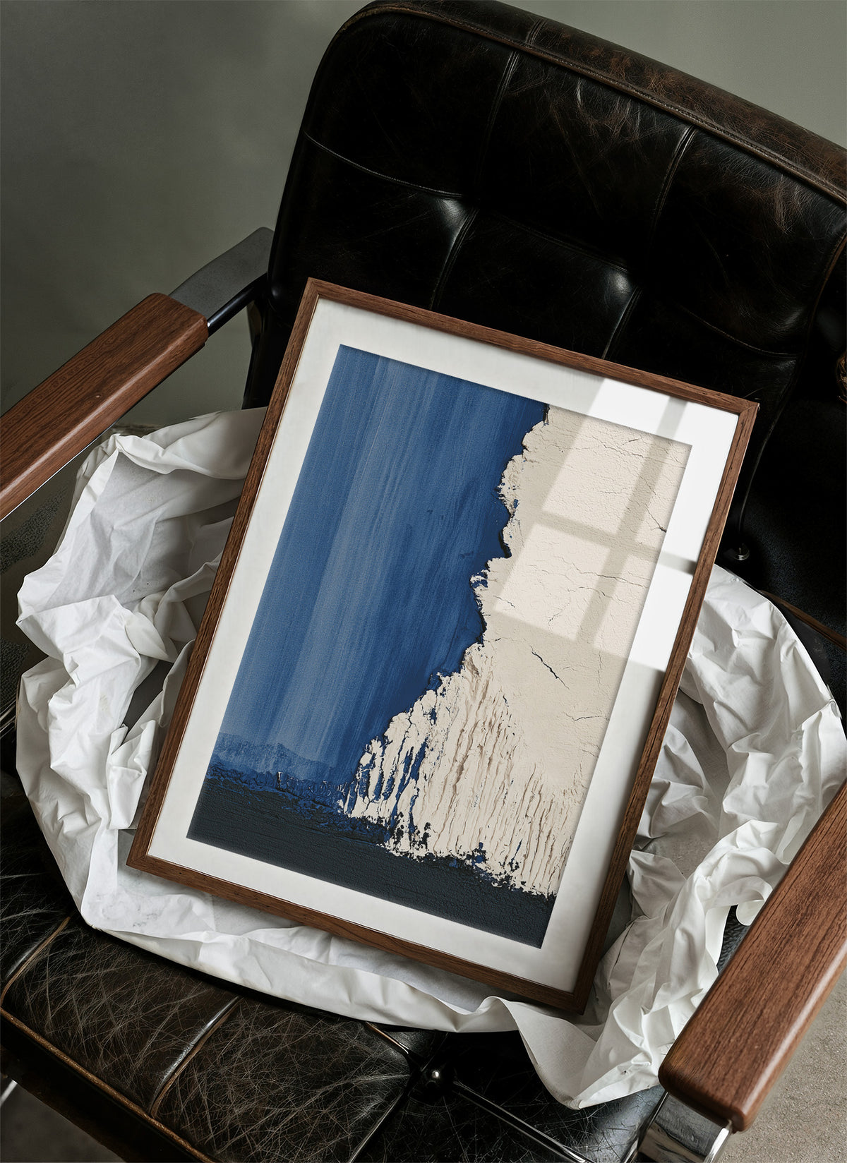 Indigo White Torn Edge Abstract