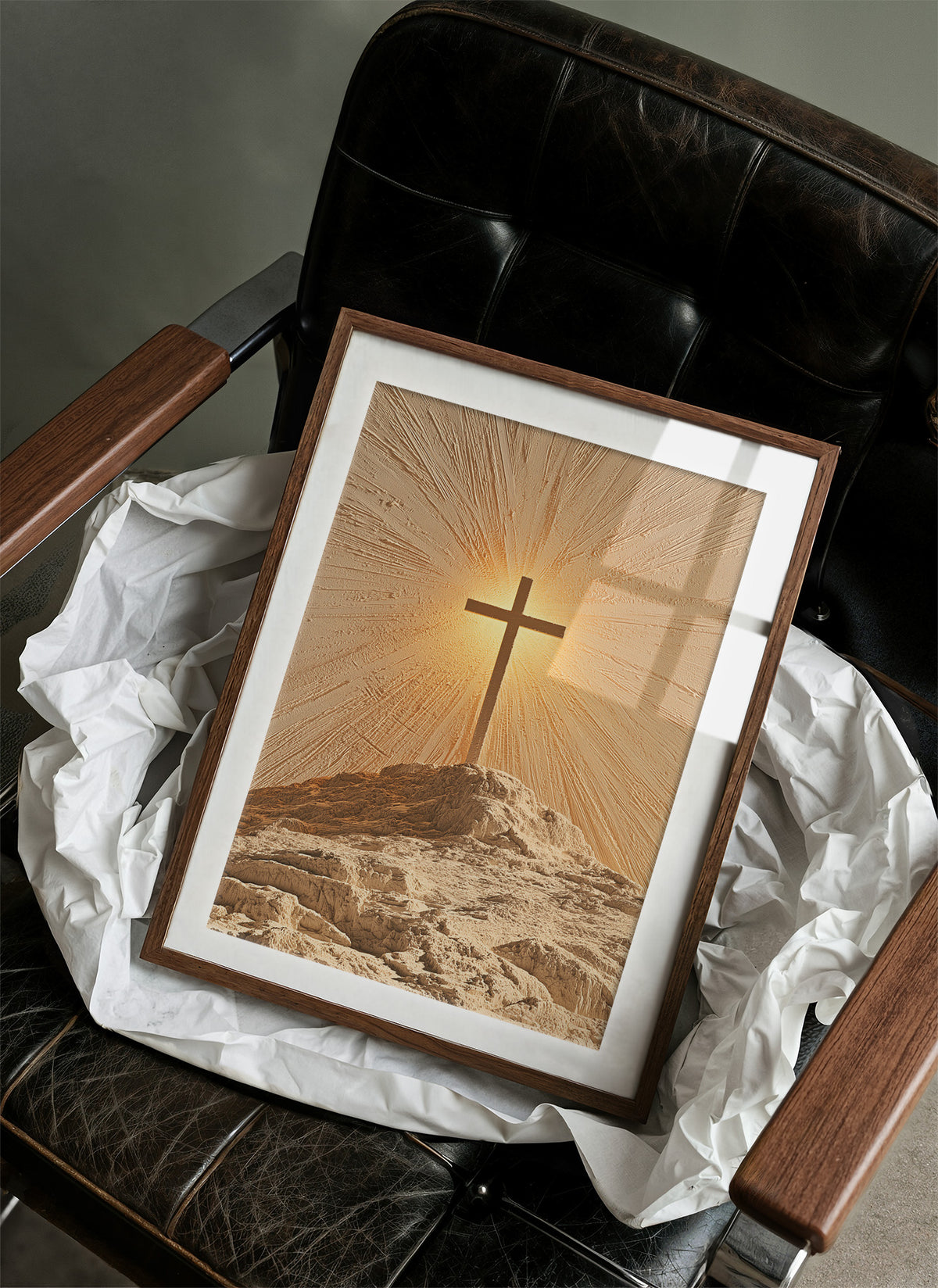 Radiant Cross on Rocky Hilltop