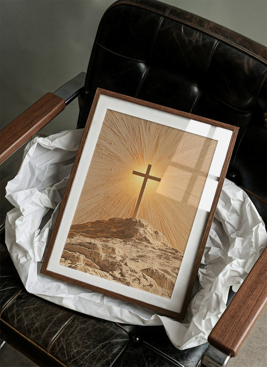 Radiant Cross on Rocky Hilltop