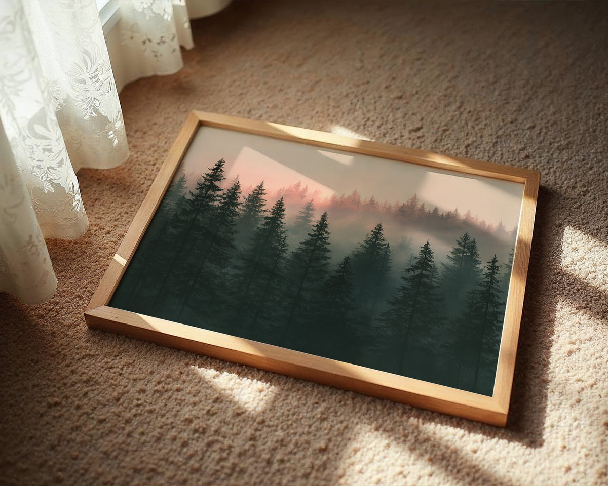 Pines Fading Into Fog