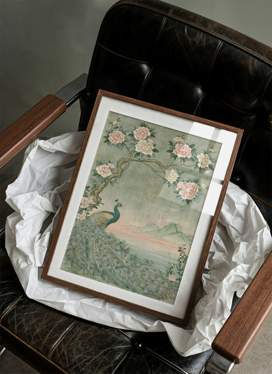 Peacock Peony Chinoiserie Mural