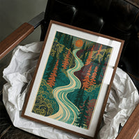 Winding River Retro Forest Print