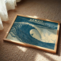 Hawaii Barrel Wave Woodcut