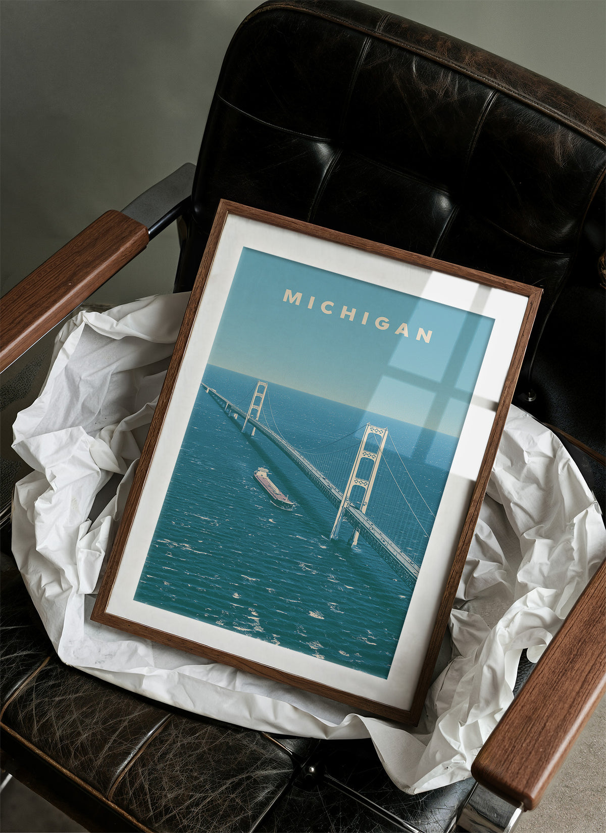 Mackinac Bridge Freighter Crossing
