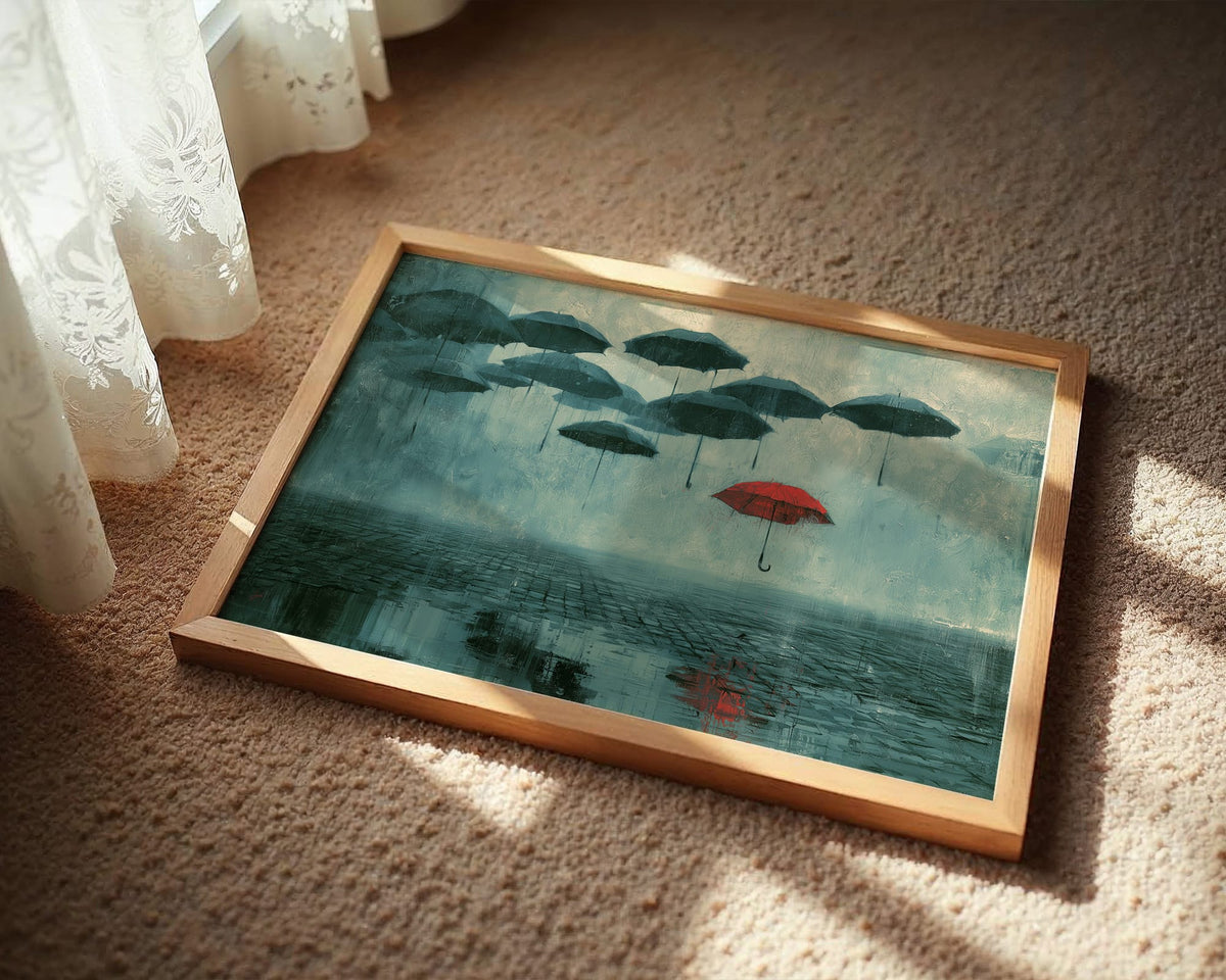 Red Umbrella Rises Above