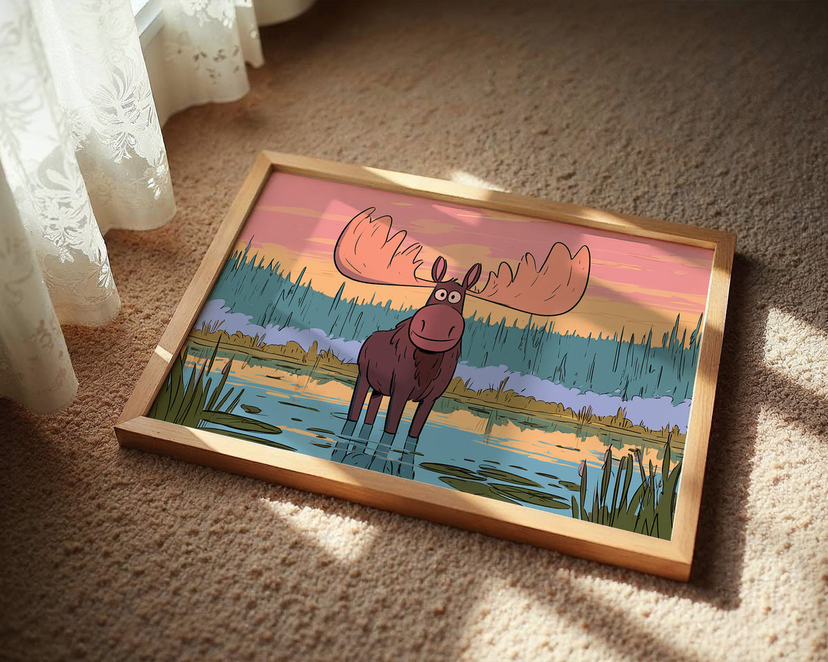 Wetland Moose Sunset Stare