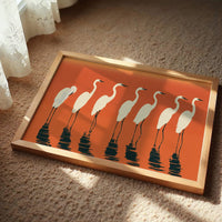 Egrets Wading Burnt Sunset