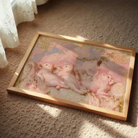 Piglet Cherubs Reaching for Grapes