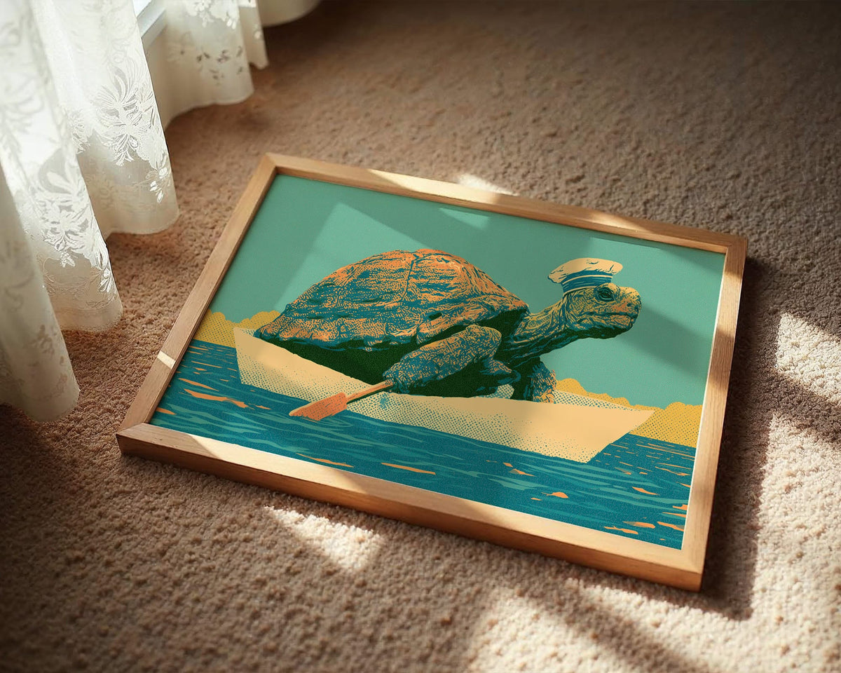Captain Tortoise Rows Ashore