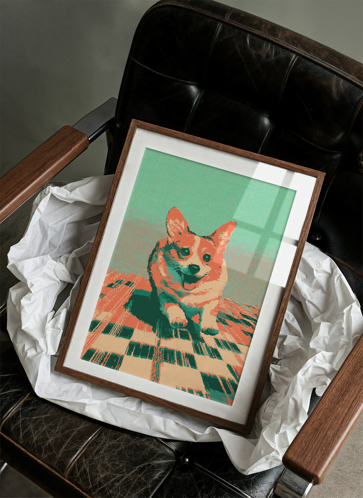 Pixelated Corgi Portrait Pop