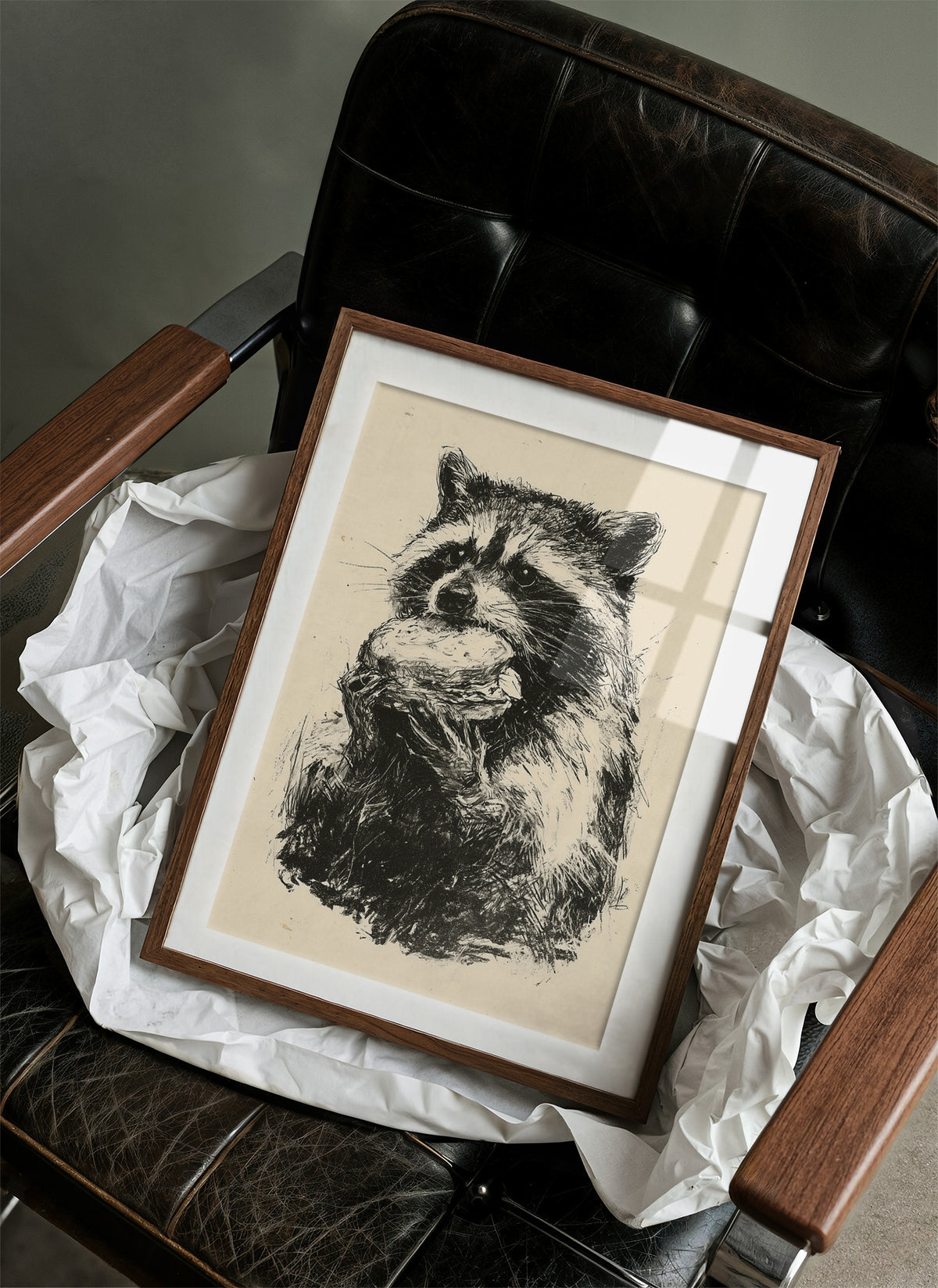 Raccoon With Stolen Snack