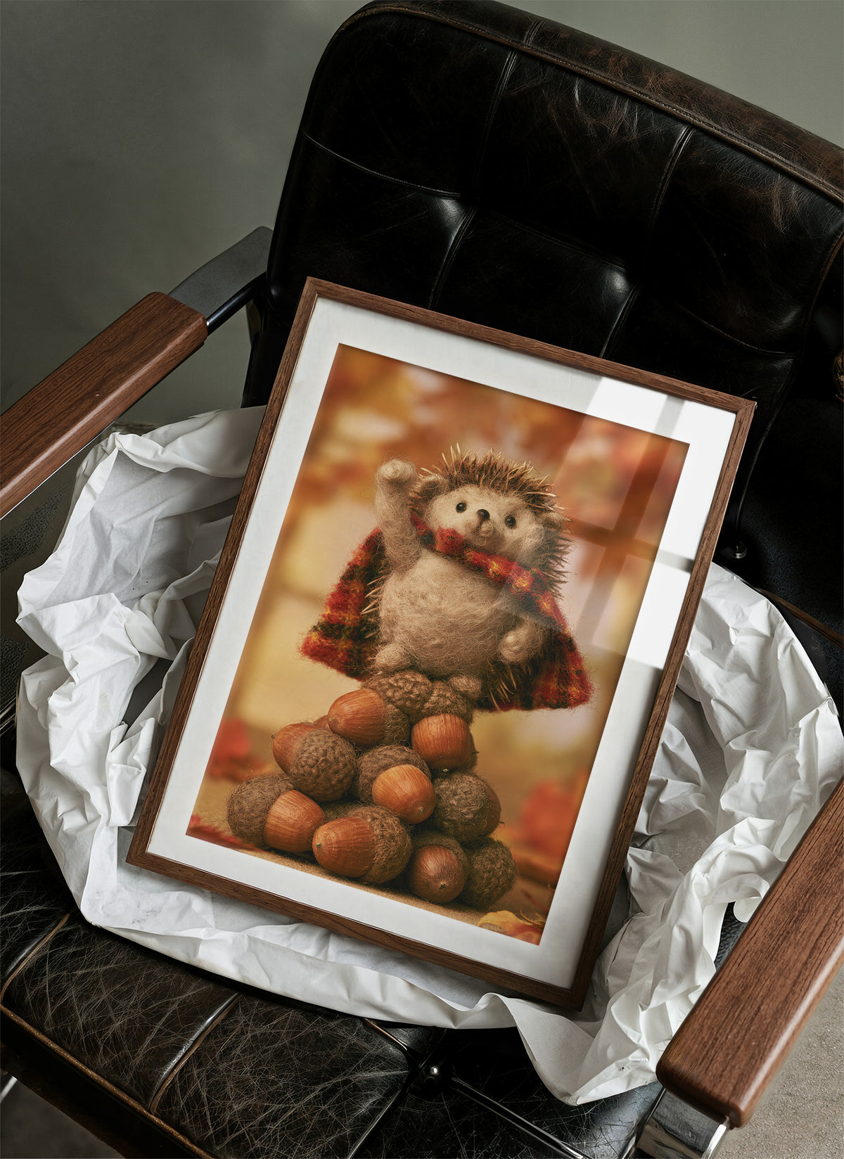Felted Hedgehog Acorn Champion