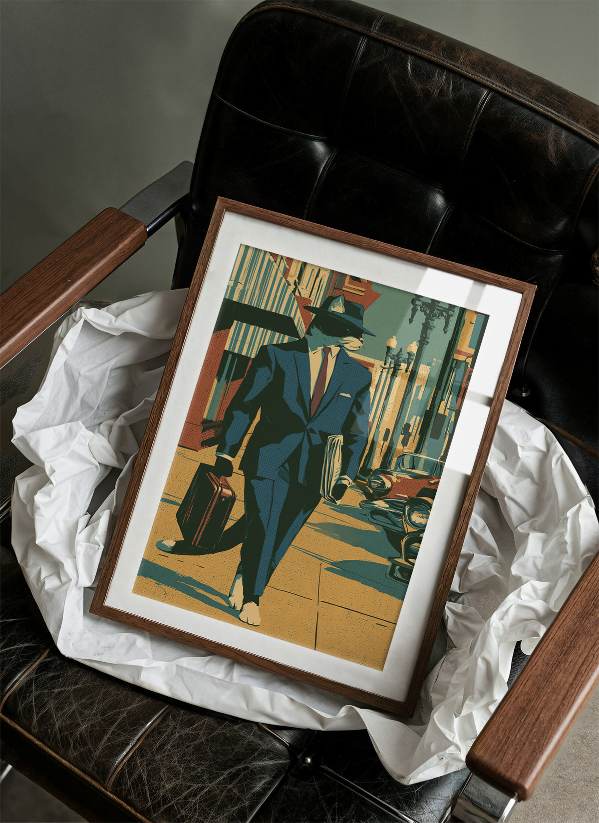 Noir Detective Cat Street Scene