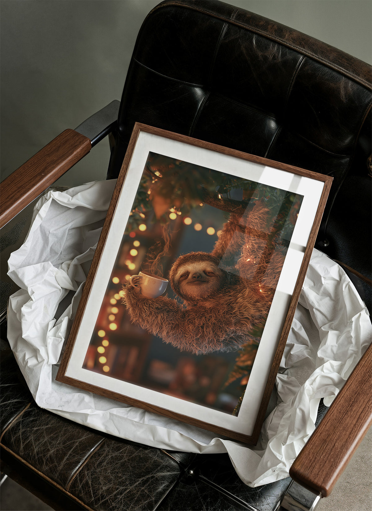 Sleepy Sloth Bokeh Coffee