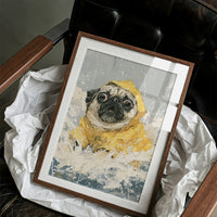 Pug Yellow Raincoat Portrait