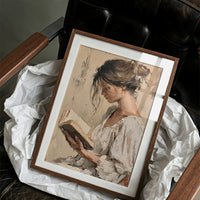 Woman Reading Impasto Portrait
