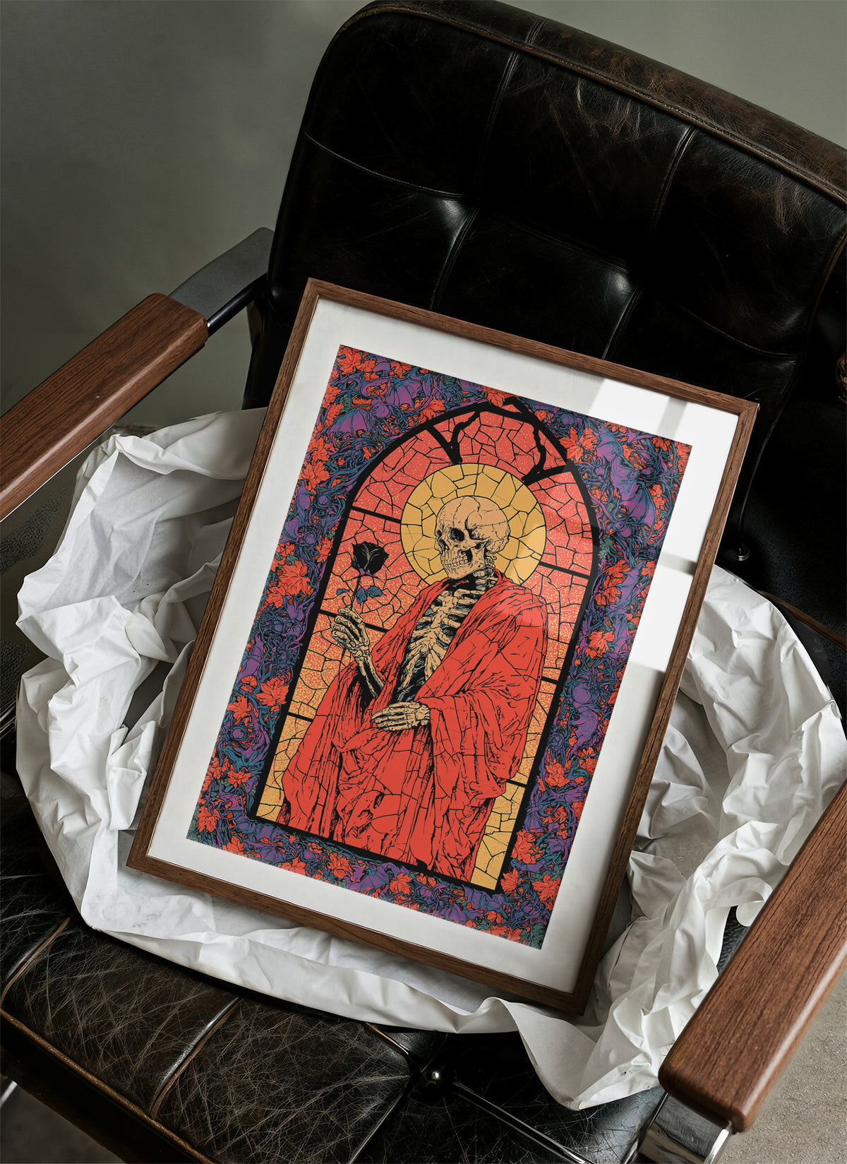 Skeleton Saint Stained Glass