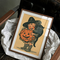 Vintage Halloween Child Pumpkin