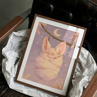 Sleepy Pink Bat Moonlight