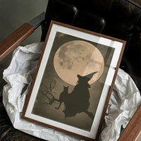 Witch and Cat, Full Moon Silhouette