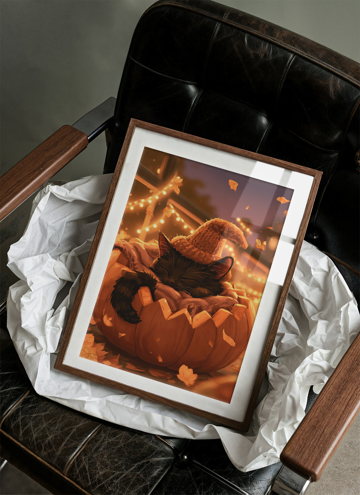 Kitten Napping in a Pumpkin Bed