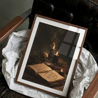 Grimoire, Skull, and Three Black Candles