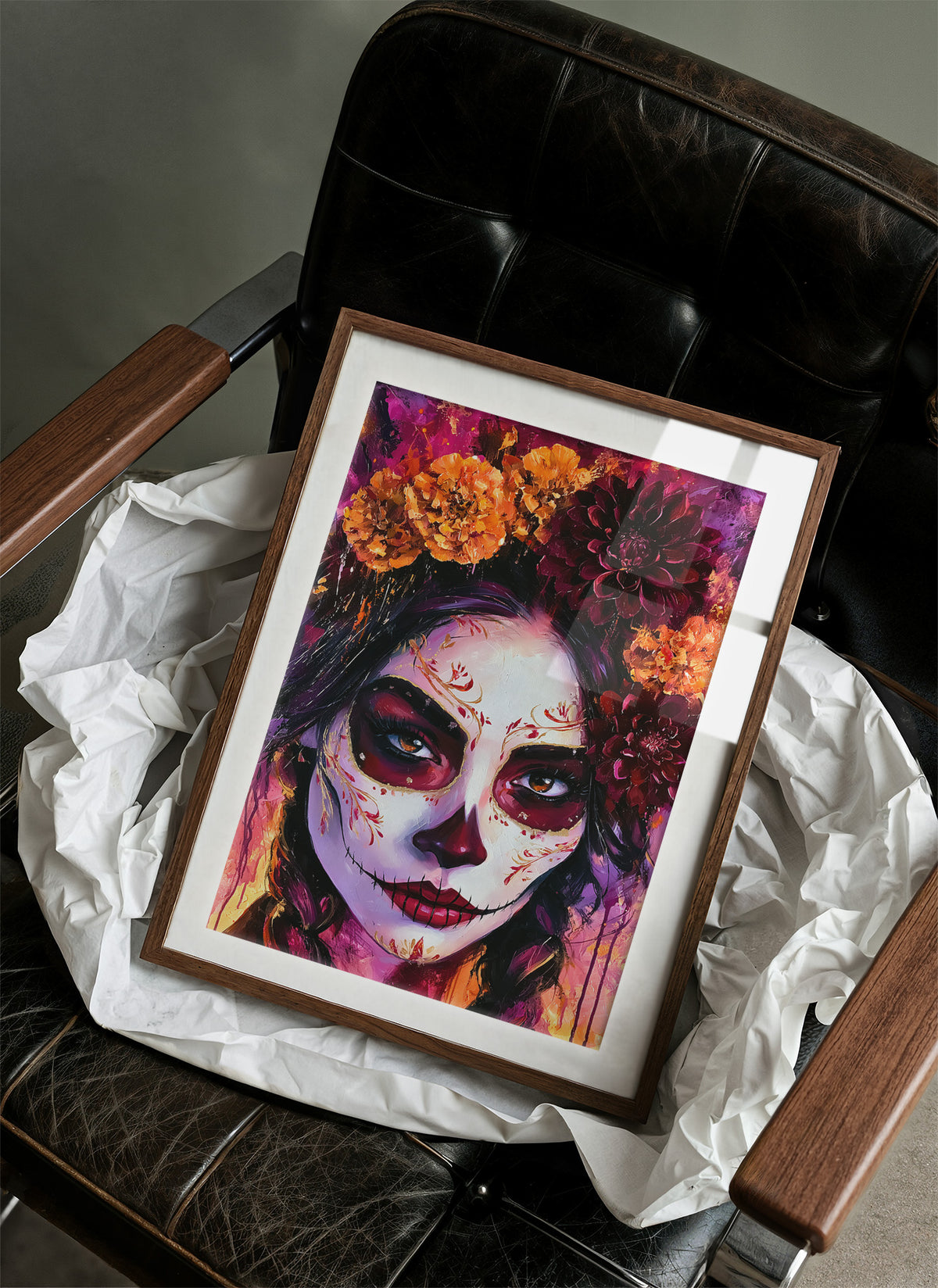 Sugar Skull in Marigold and Magenta
