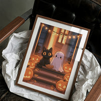Trick-or-Treat Buddies on the Porch Step