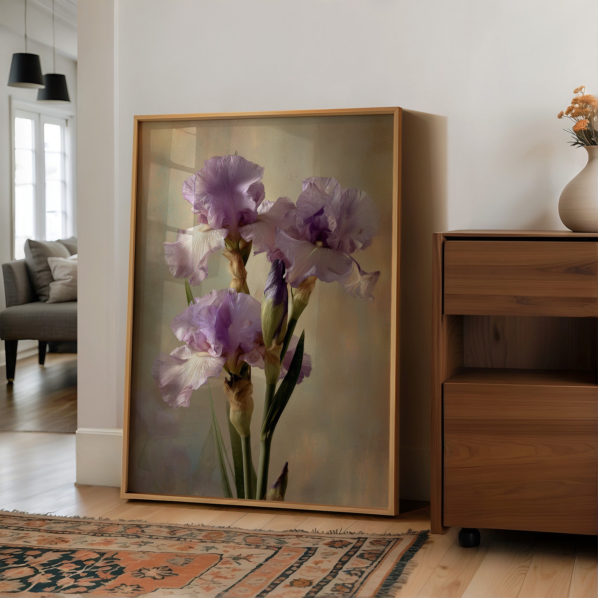 Three Irises in Morning Light