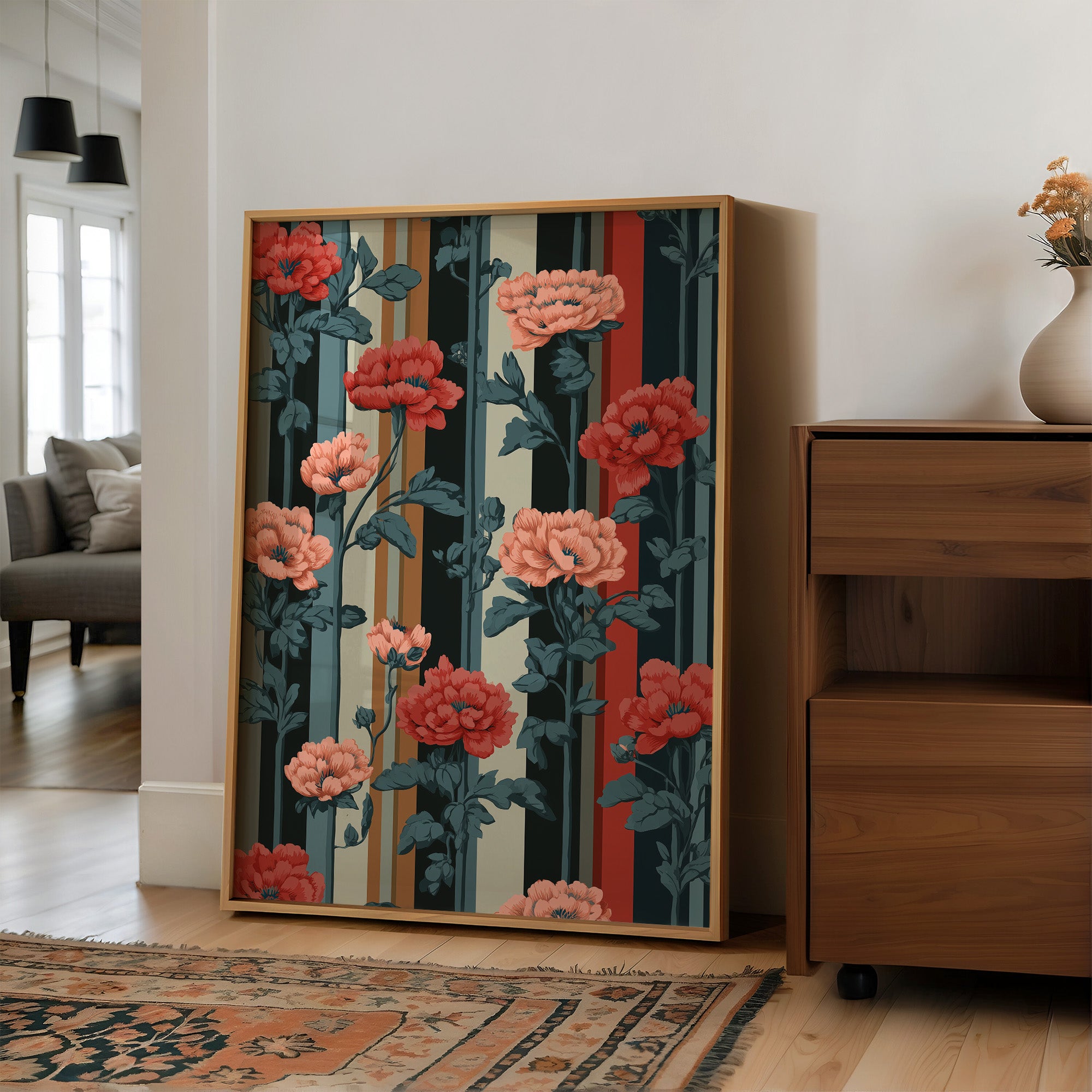 Peonies Don't Mind the Stripes