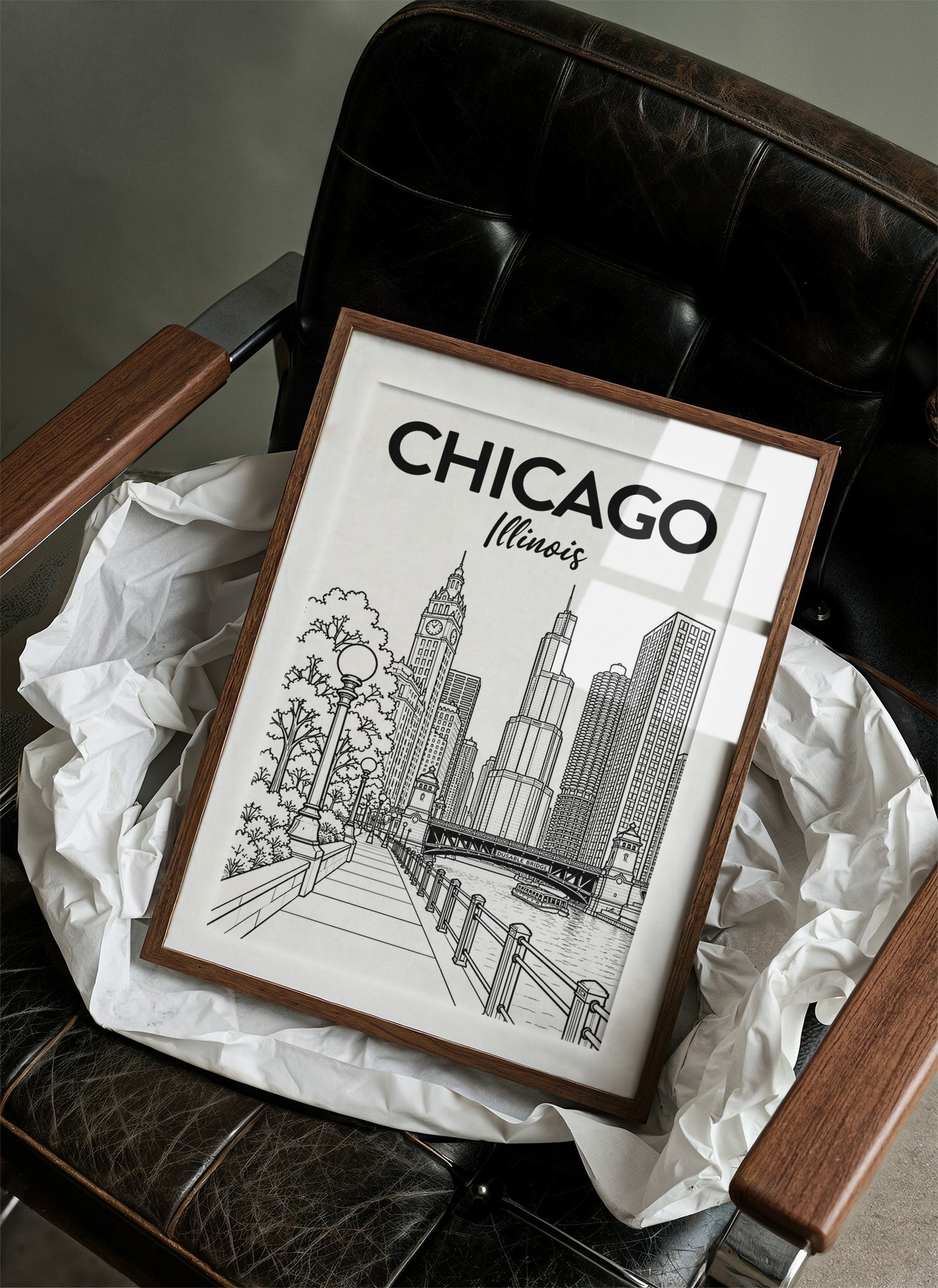 Chicago, Riverwalk Line Art