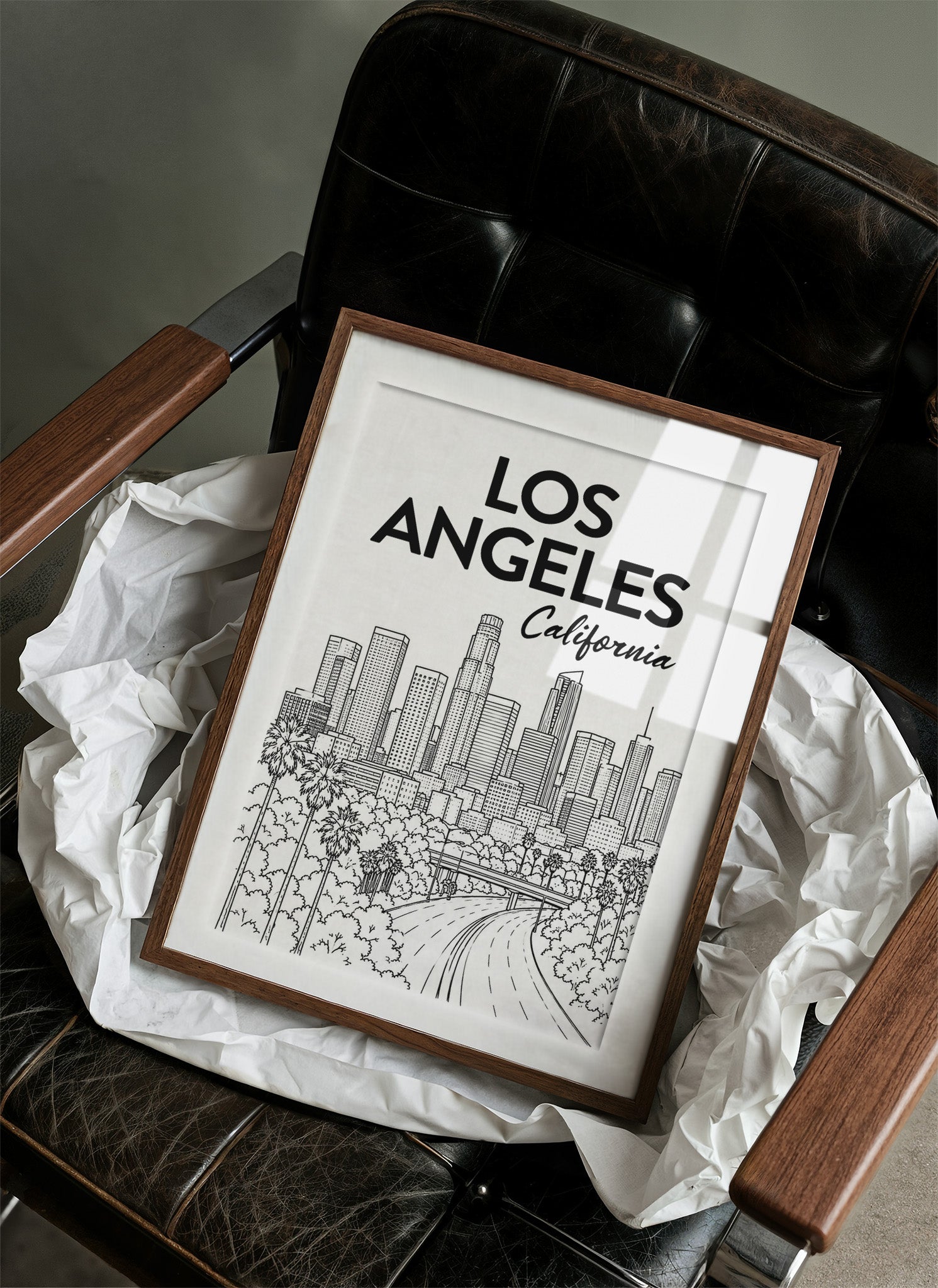 LA, Freeway Skyline Line Art