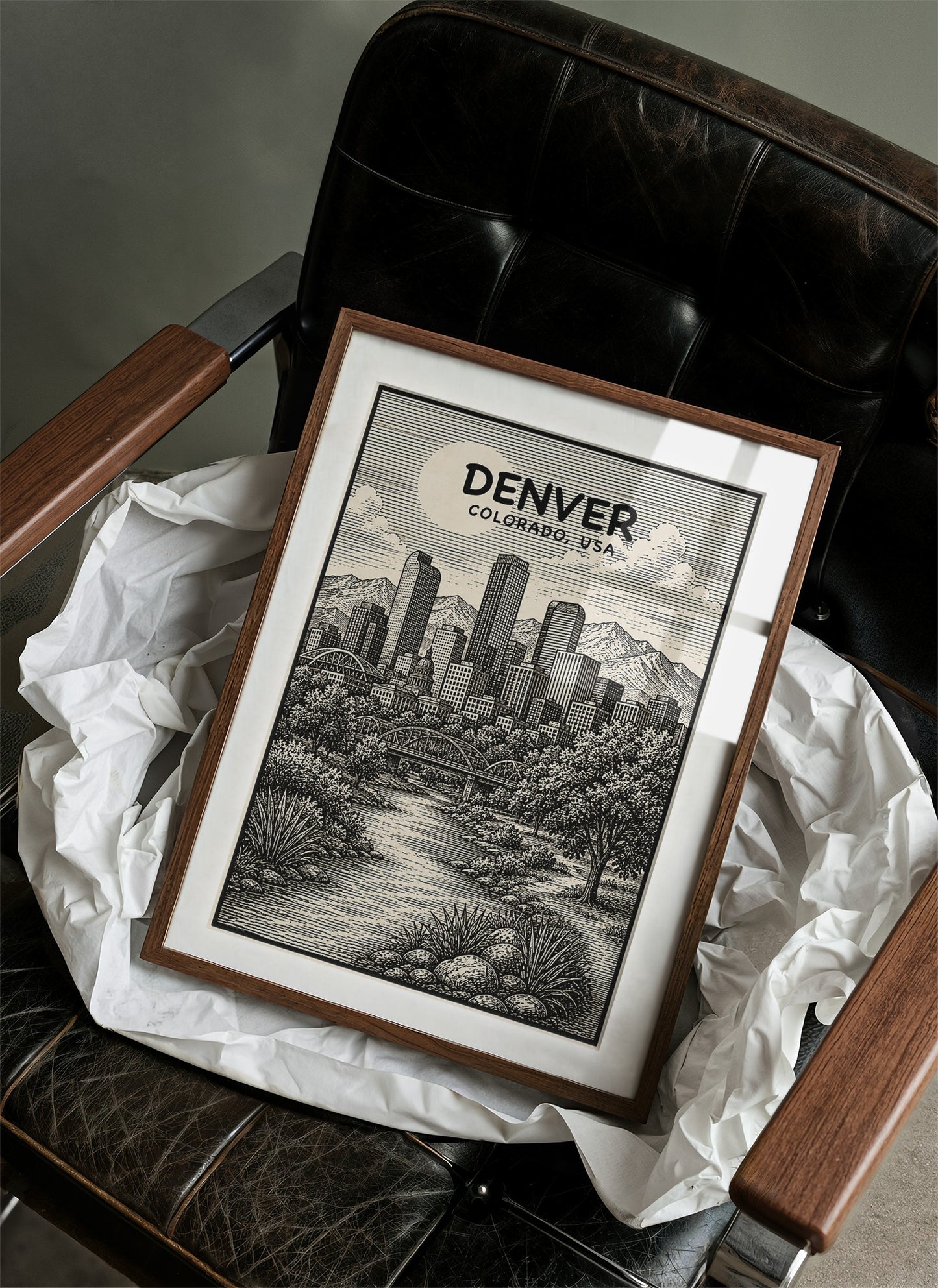 Denver in Woodcut